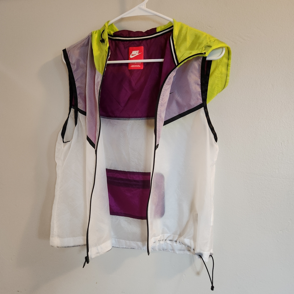 Nike Purple and Neon Green Sleeveless Vest Large